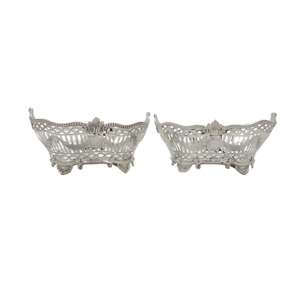 Pair of Antique Victorian Sterling Silver Pierced Dishes 1895/96