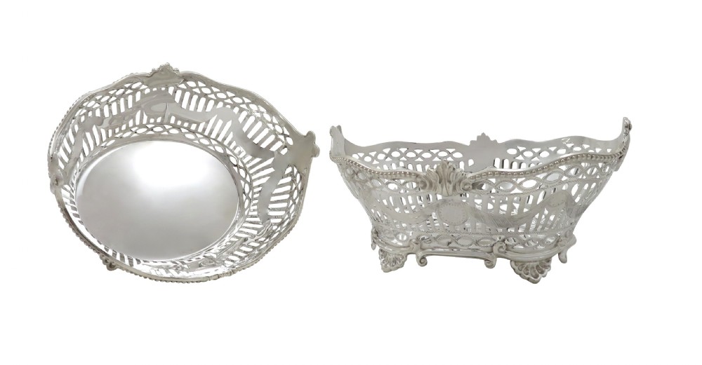 Pair of Antique Victorian Sterling Silver Pierced Dishes 1895/96 View II