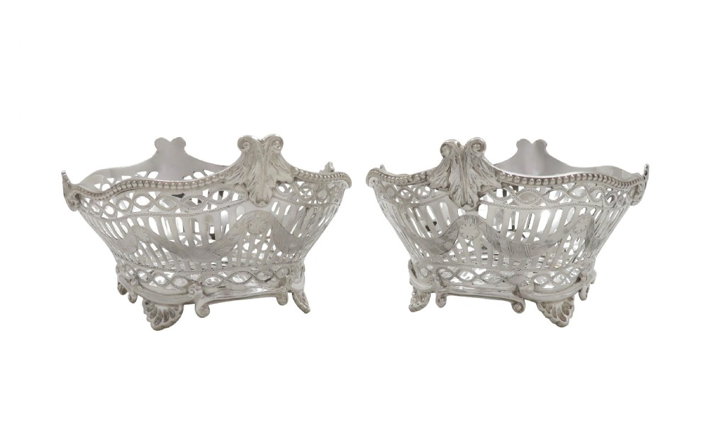 Pair of Antique Victorian Sterling Silver Pierced Dishes 1895/96 View IV