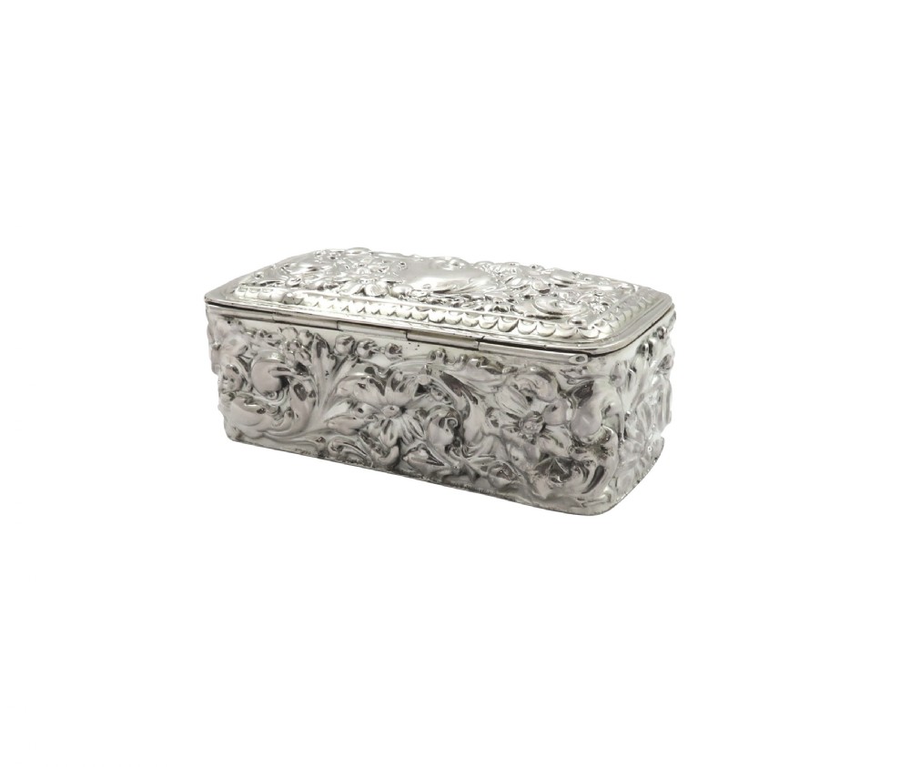 Antique Edwardian Sterling Silver Trinket Box 1904 View VI