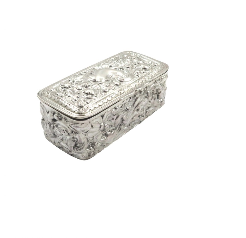 Antique Edwardian Sterling Silver Trinket Box 1904 View VIII