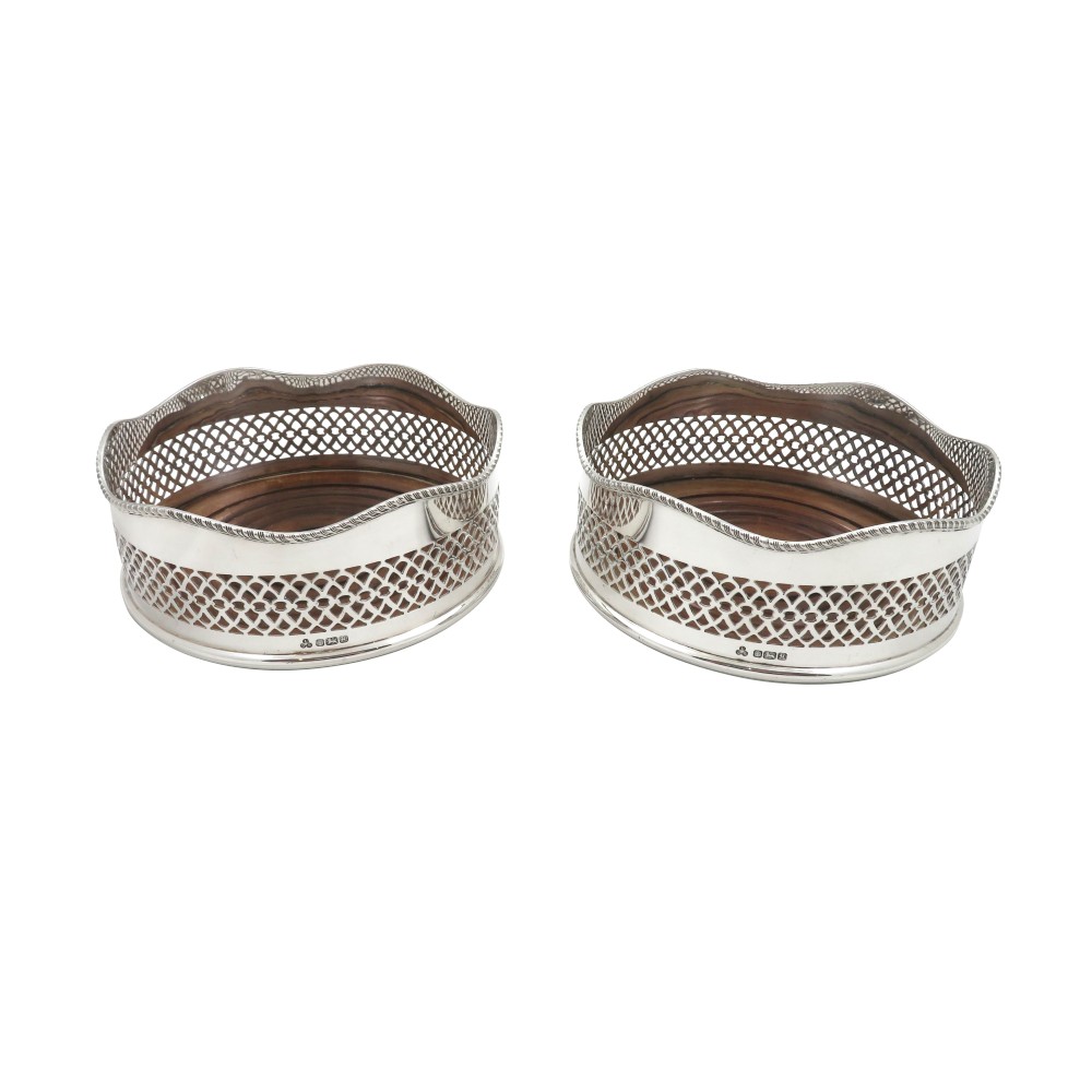 Pair of Vintage Sterling Silver Wine/Champagne Coasters 1982
