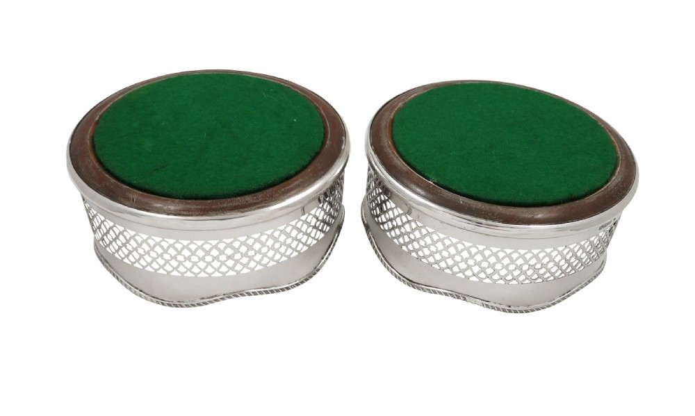 Pair of Vintage Sterling Silver Wine/Champagne Coasters 1982 View V