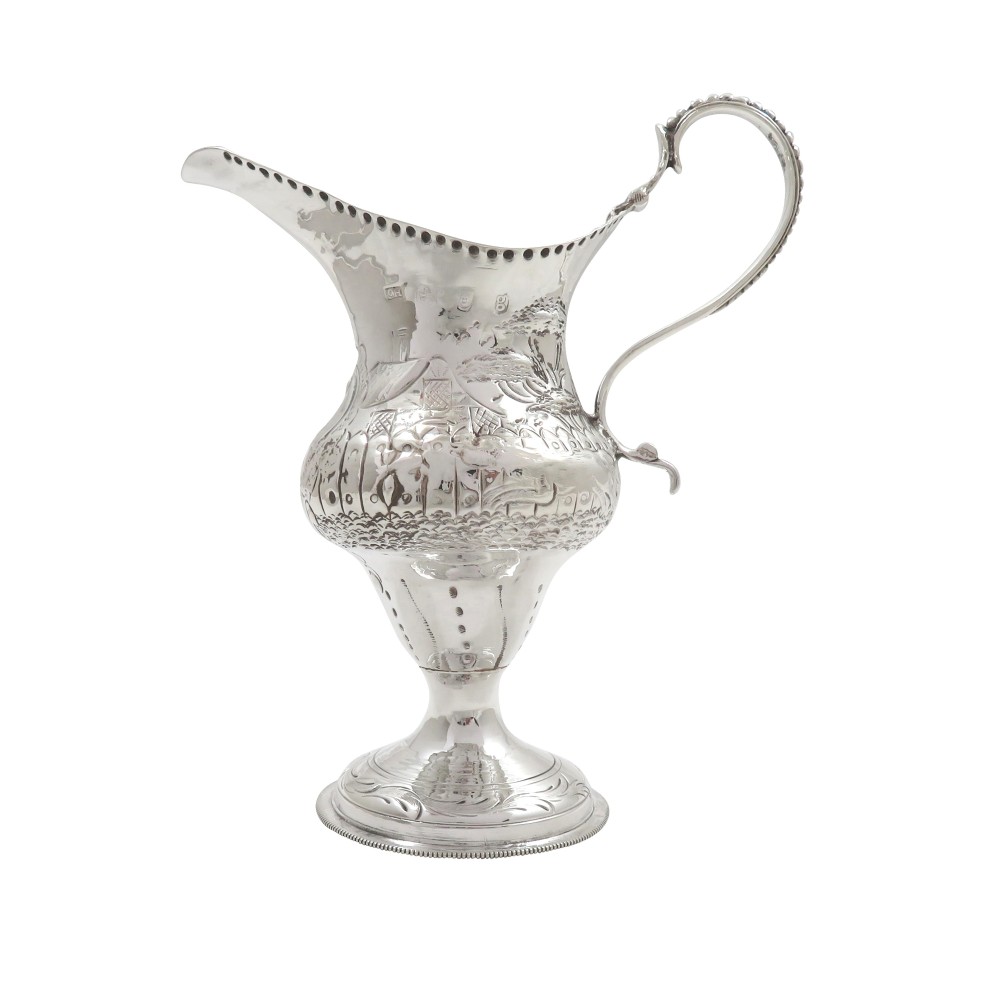 Antique Georgian Sterling Silver Jug with Scenes 1782