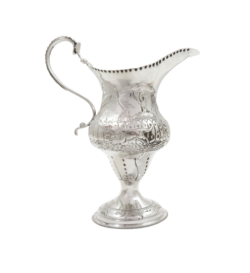 Antique Georgian Sterling Silver Jug with Scenes 1782 View V