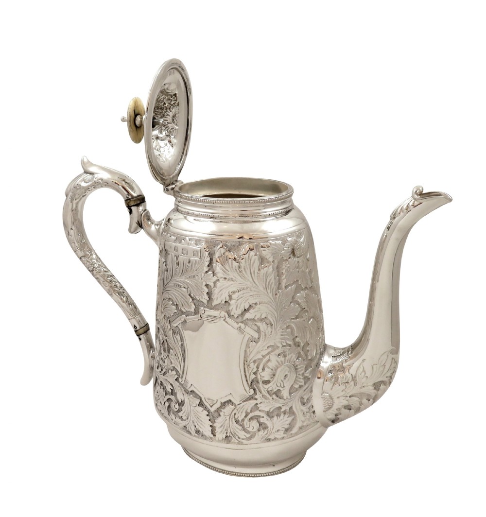 Superb Antique Edwardian Sterling Silver 5 Piece Tea & Coffee Set - 1901/1908 View III