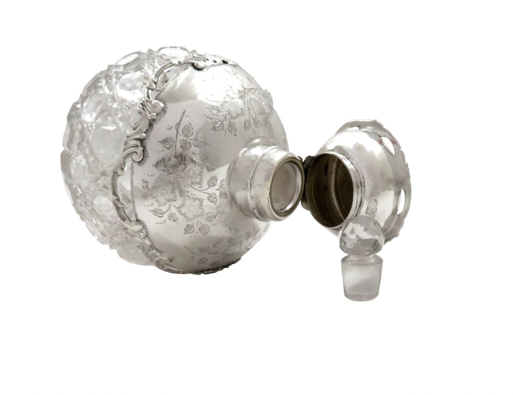 Antique Edwardian Sterling Silver & Cut Glass Perfume / Scent Bottle 1909 View III