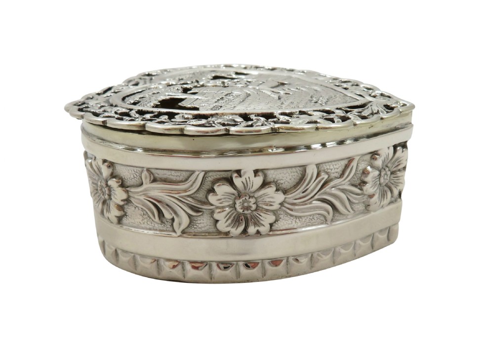Antique Victorian Sterling Silver Heart Trinket Box 1899 View IV