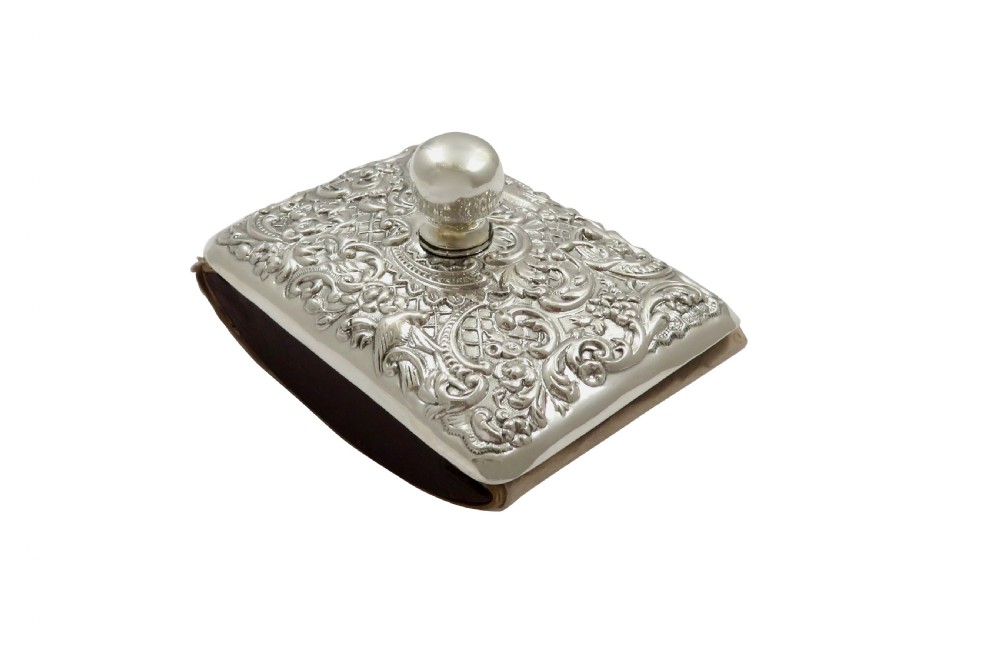 Antique Edwardian Sterling Silver Desk Top Roller Blotter 1905 View V