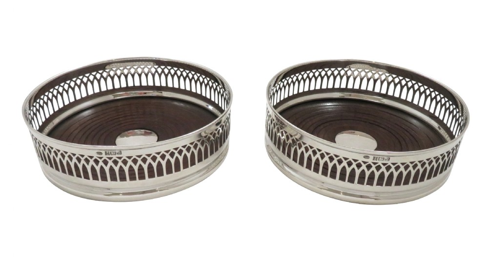 Pair of Vintage Sterling Silver Wine Bottle Coasters  View VII