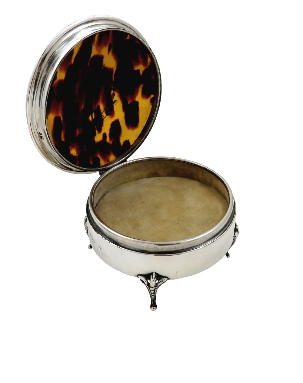 Antique Sterling Silver & Tortoiseshell Trinket Box 1923 View IV
