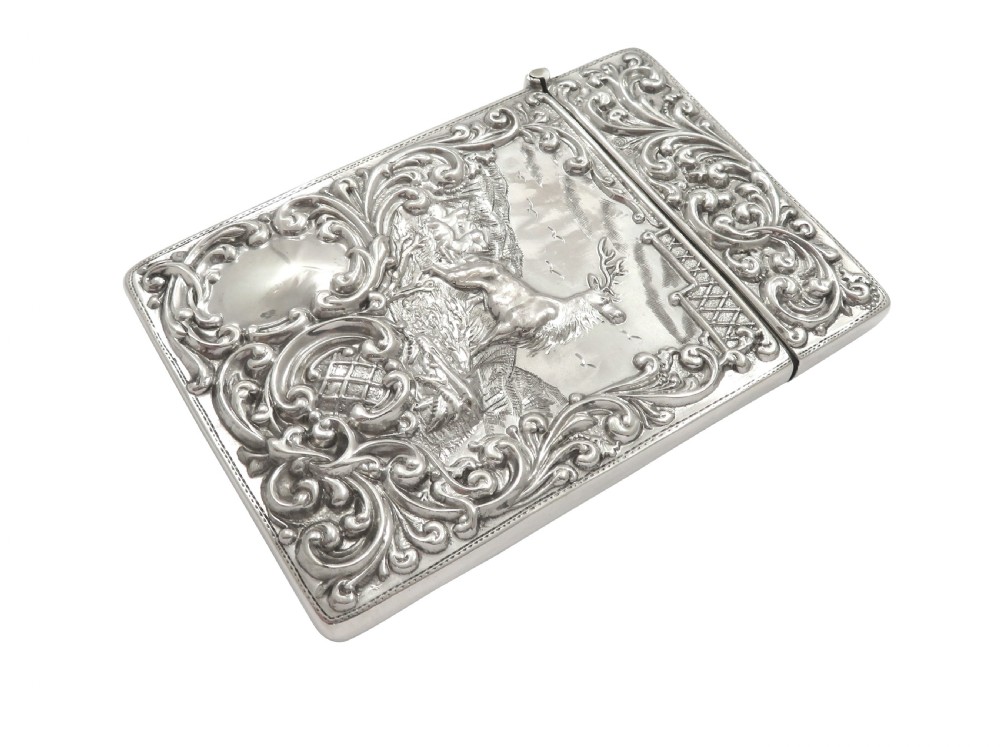 Antique Sterling Silver 'Stag' Card Case 1911 View IX