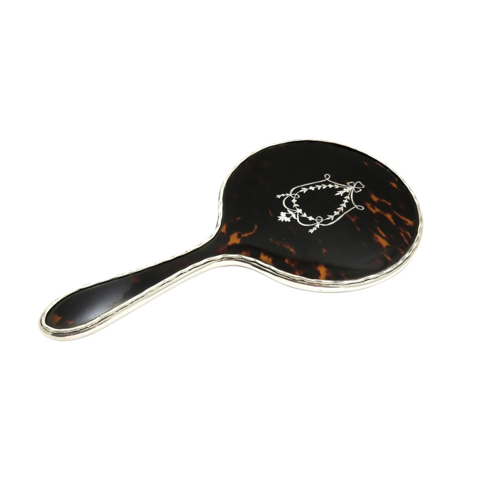Antique Sterling Silver & Tortoiseshell Hand Mirror 1923