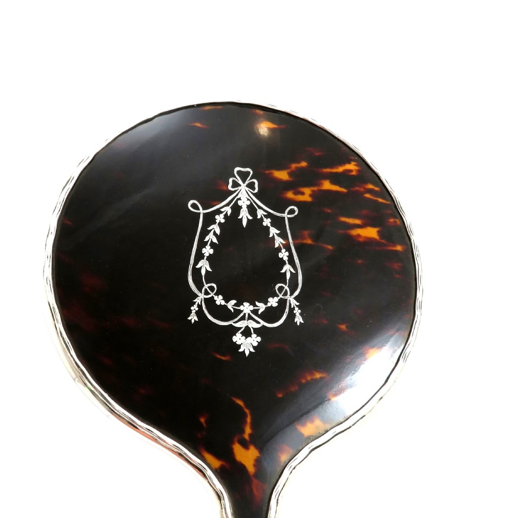 Antique Sterling Silver & Tortoiseshell Hand Mirror 1923 View VII