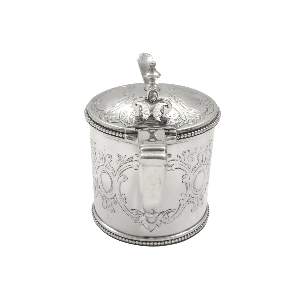 Antique Victorian Sterling Silver Mustard Pot with Spoon 1866 View VI