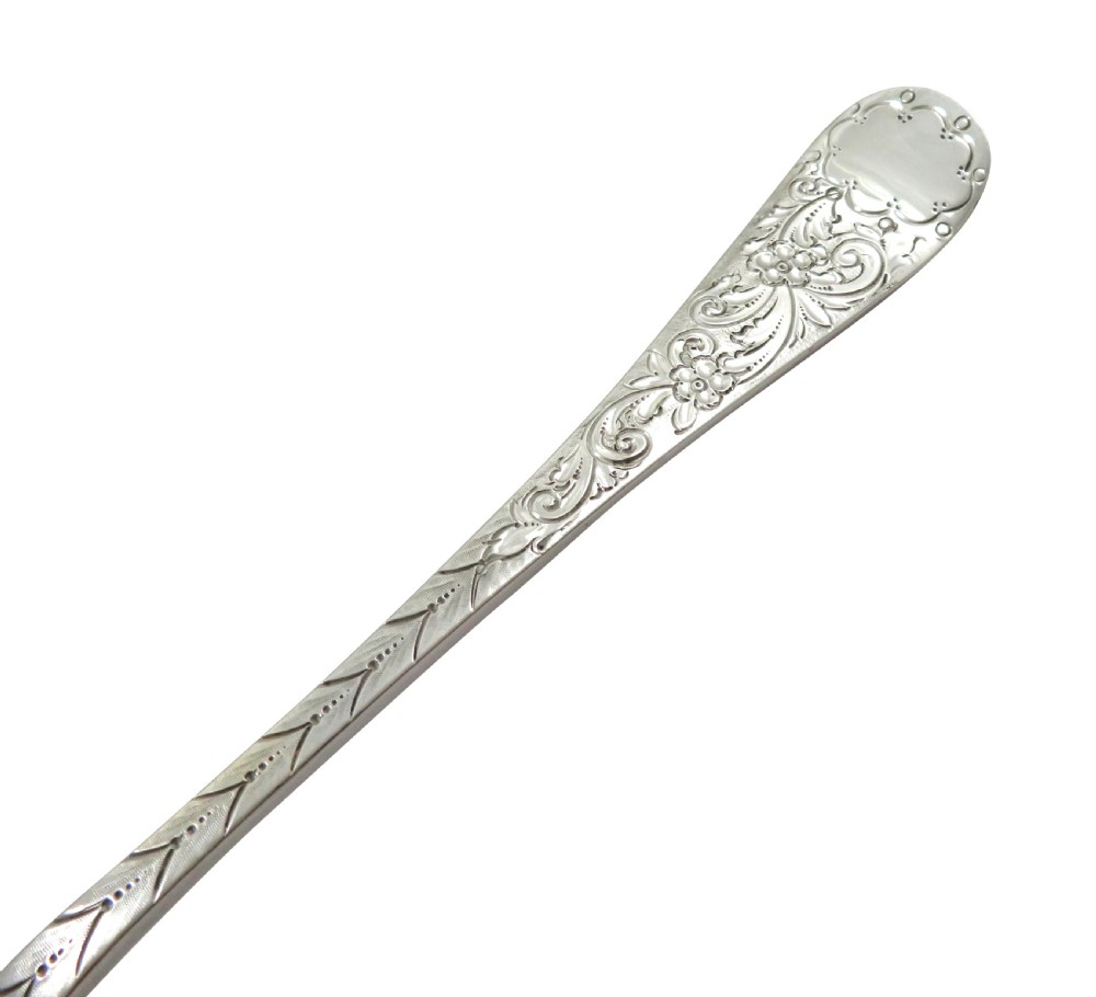 Pair of Antique Victorian Sterling Silver Serving Spoons 1899 View IV