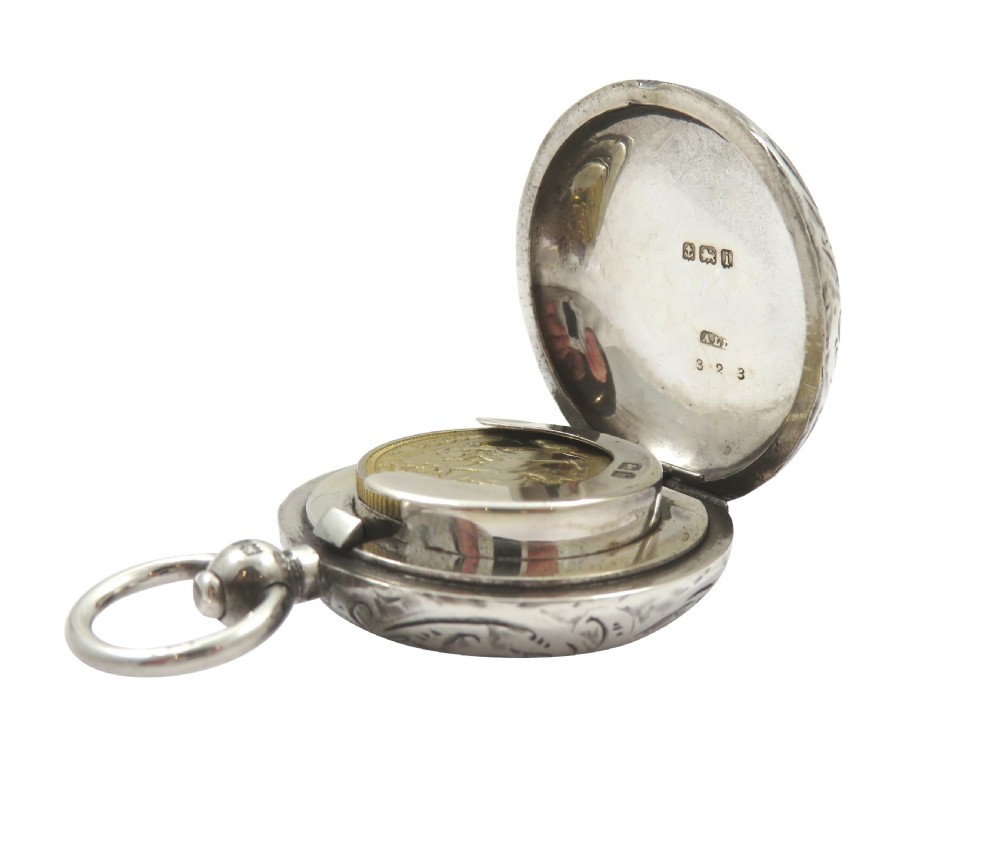Antique Edwardian Sterling Silver Sovereign Case 1908 View IV