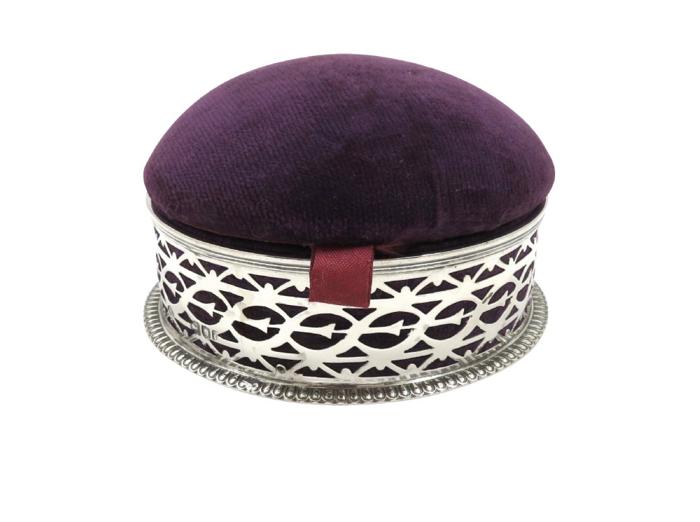 Antique Victorian Sterling Silver & Velvet Trinket Box 1900 View IV