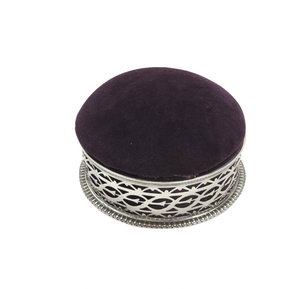 Antique Victorian Sterling Silver & Velvet Trinket Box 1900 View VI