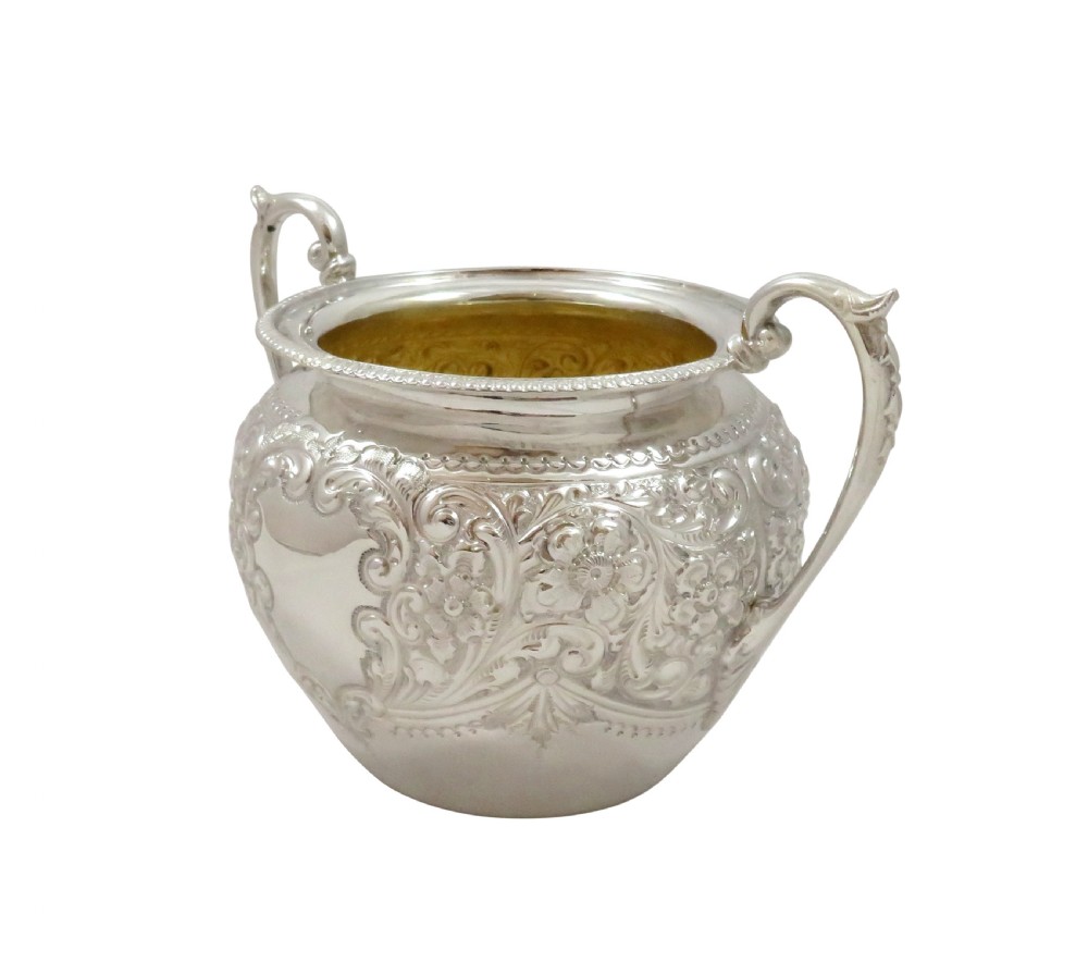 Antique Edwardian Sterling Silver 2 Handle Bowl 1902 View IV