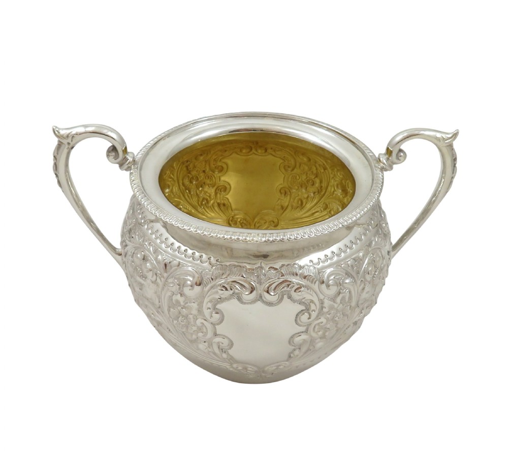 Antique Edwardian Sterling Silver 2 Handle Bowl 1902 View V