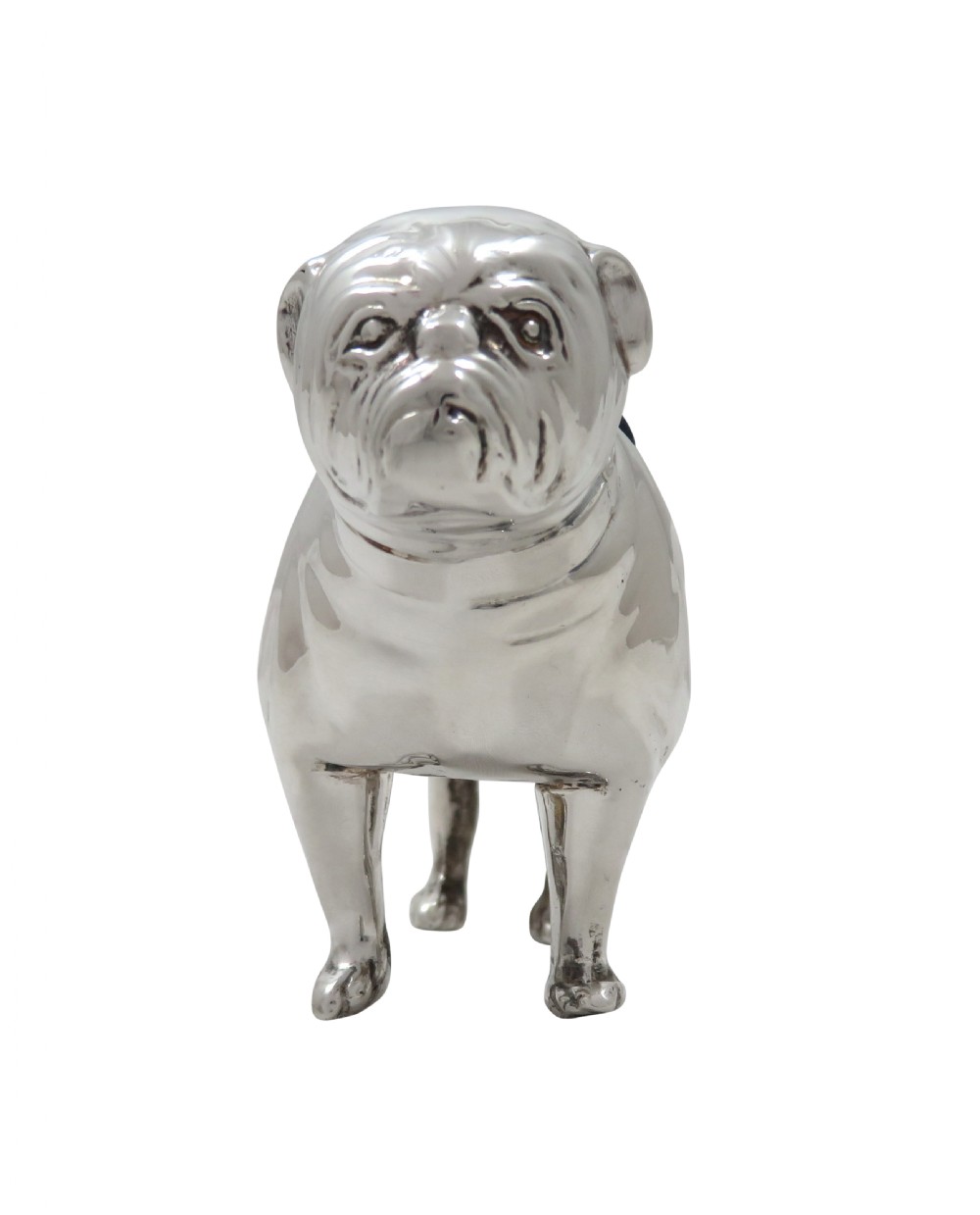 Antique Edwardian Sterling Silver Bull Dog Pin Cushion 1906 View VI