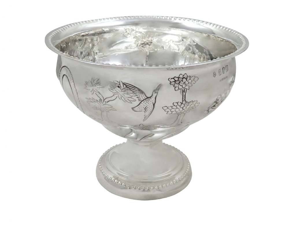 Antique Irish Edwardian Sterling Silver Bowl with Scenes - Dublin 1910 View VIII