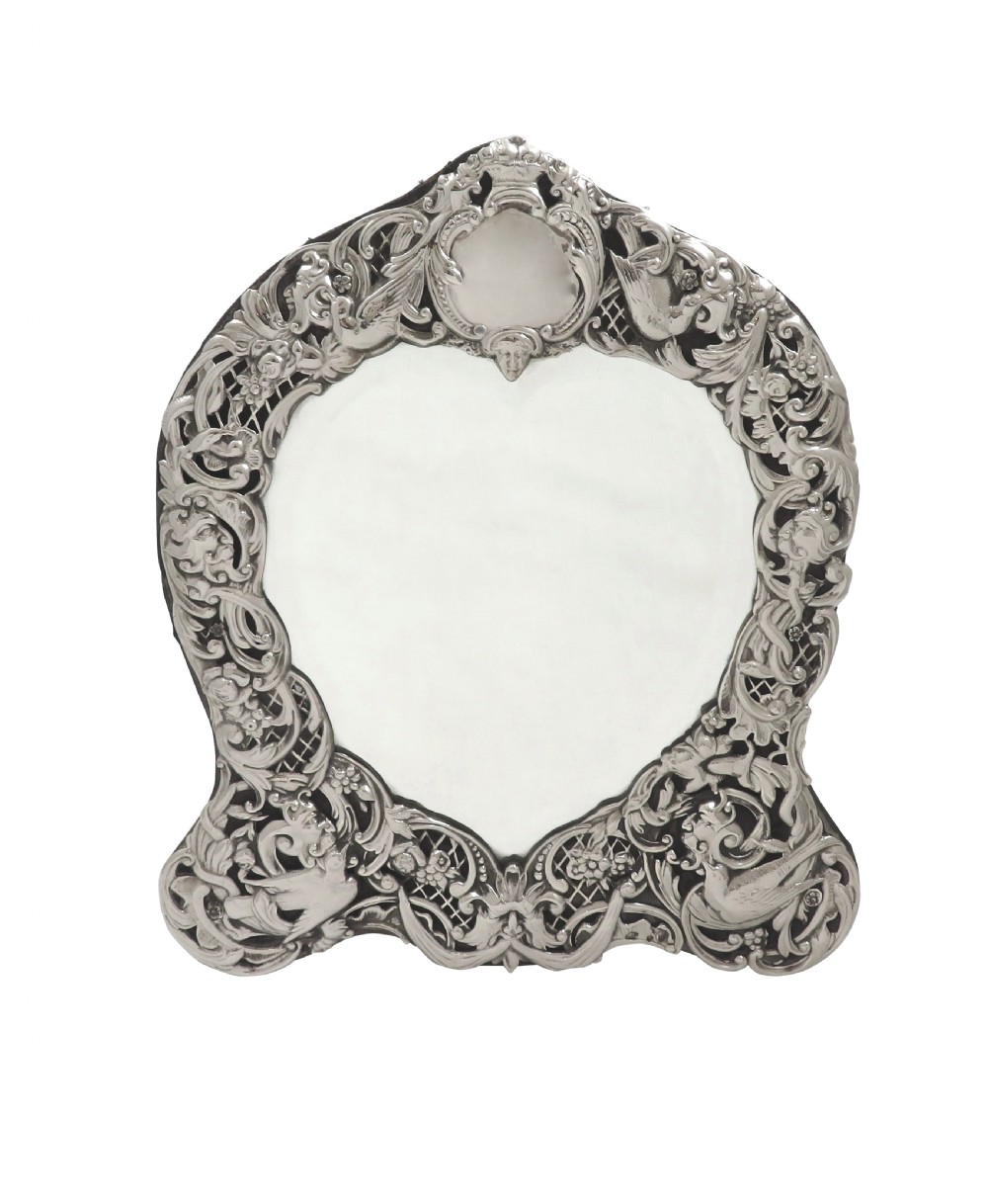 Antique Victorian Sterling Silver Dressing Table Mirror 1892 View VI