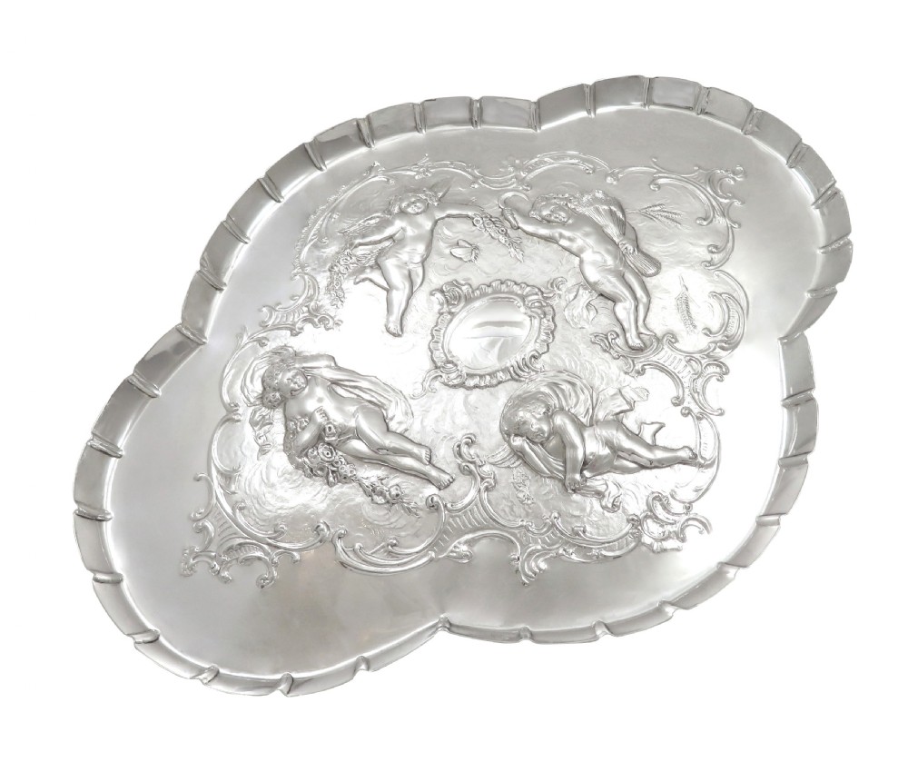 Antique Edwardian Sterling Silver 'Cherub' Dressing Tray 1904 View IV