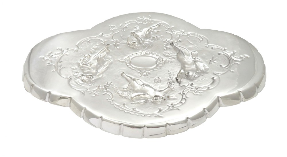 Antique Edwardian Sterling Silver 'Cherub' Dressing Tray 1904 View V