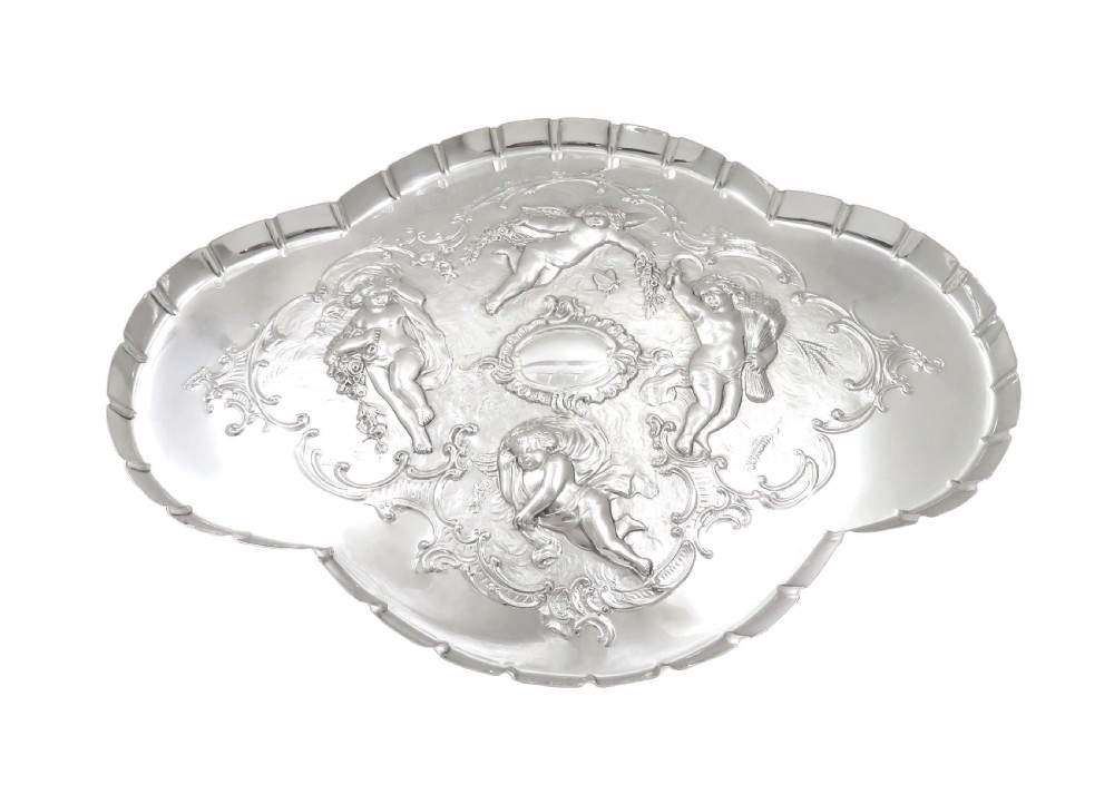 Antique Edwardian Sterling Silver 'Cherub' Dressing Tray 1904 View X