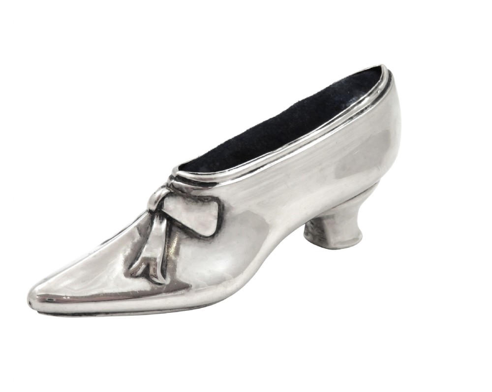 Antique Edwardian Sterling Silver Shoe Pin Cushion 1904 View IV