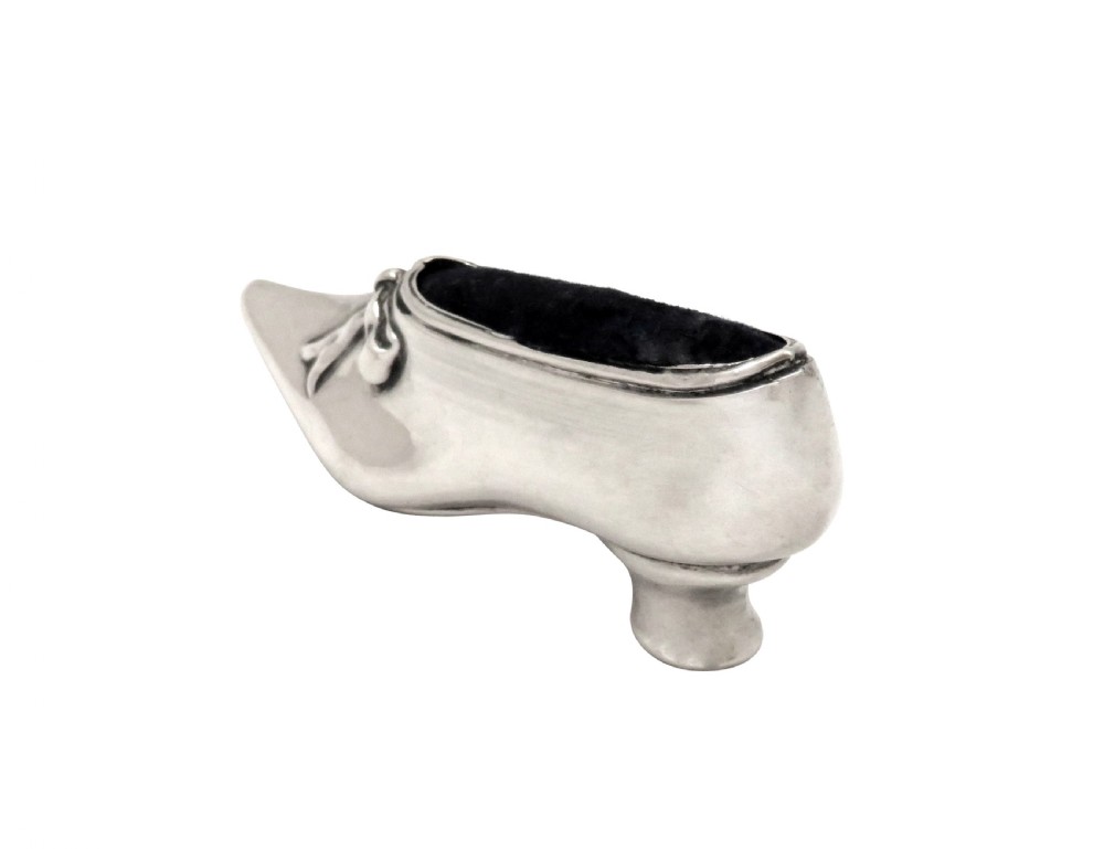 Antique Edwardian Sterling Silver Shoe Pin Cushion 1904 View IX