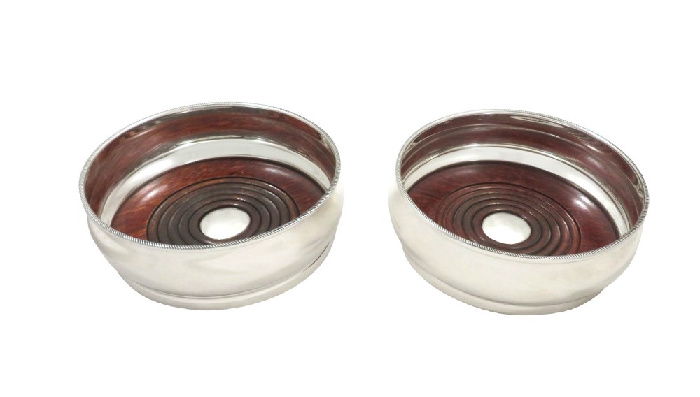 Pair of Vintage Sterling Silver Wine / Champagne Coasters  View VII