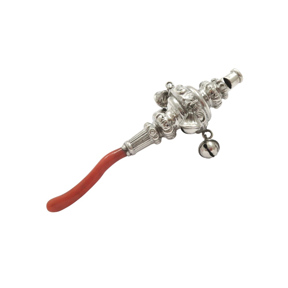 Antique Edwardian Sterling Silver Baby Rattle 1902