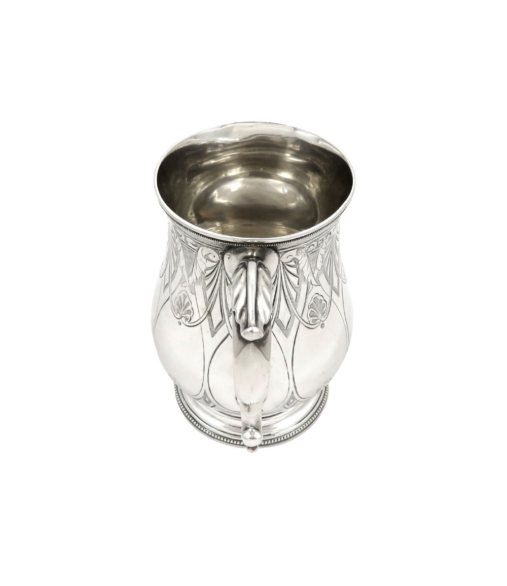 Antique Victorian Sterling Silver Pint Tankard / Mug - Exeter 1867 View VIII