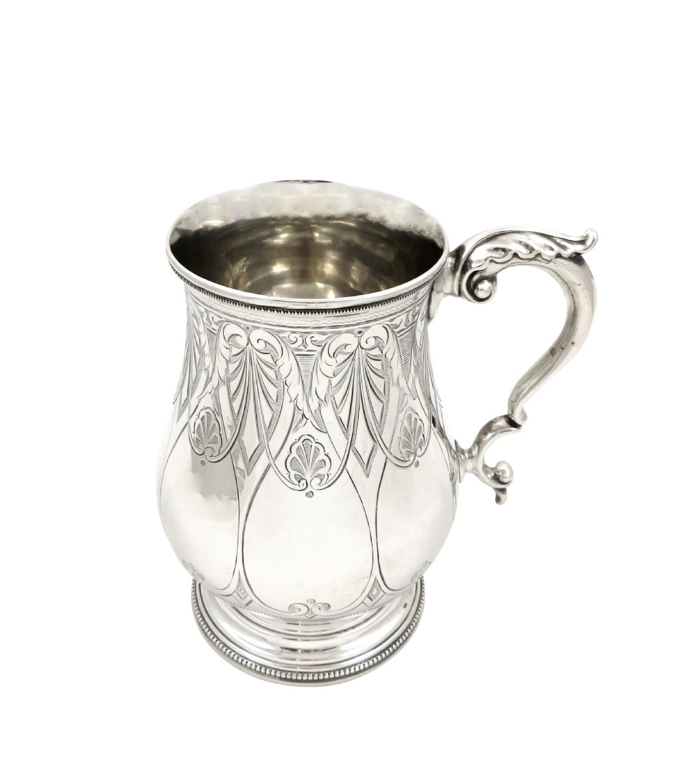Antique Victorian Sterling Silver Pint Tankard / Mug - Exeter 1867 View IX