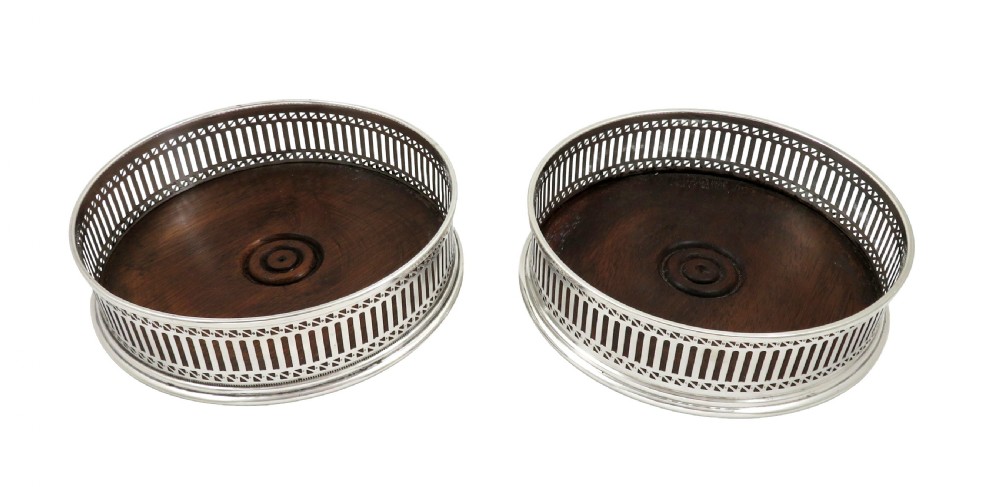 Pair of Vintage Sterling Silver Wine / Champagne Coasters  View II