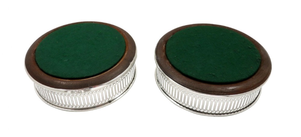 Pair of Vintage Sterling Silver Wine / Champagne Coasters  View IV