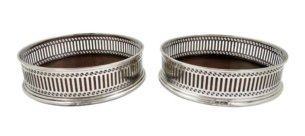 Pair of Vintage Sterling Silver Wine / Champagne Coasters  View V