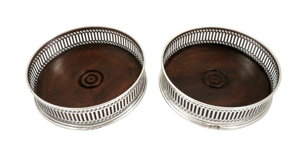 Pair of Vintage Sterling Silver Wine / Champagne Coasters  View VI