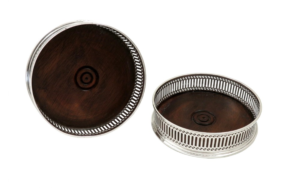 Pair of Vintage Sterling Silver Wine / Champagne Coasters  View VII