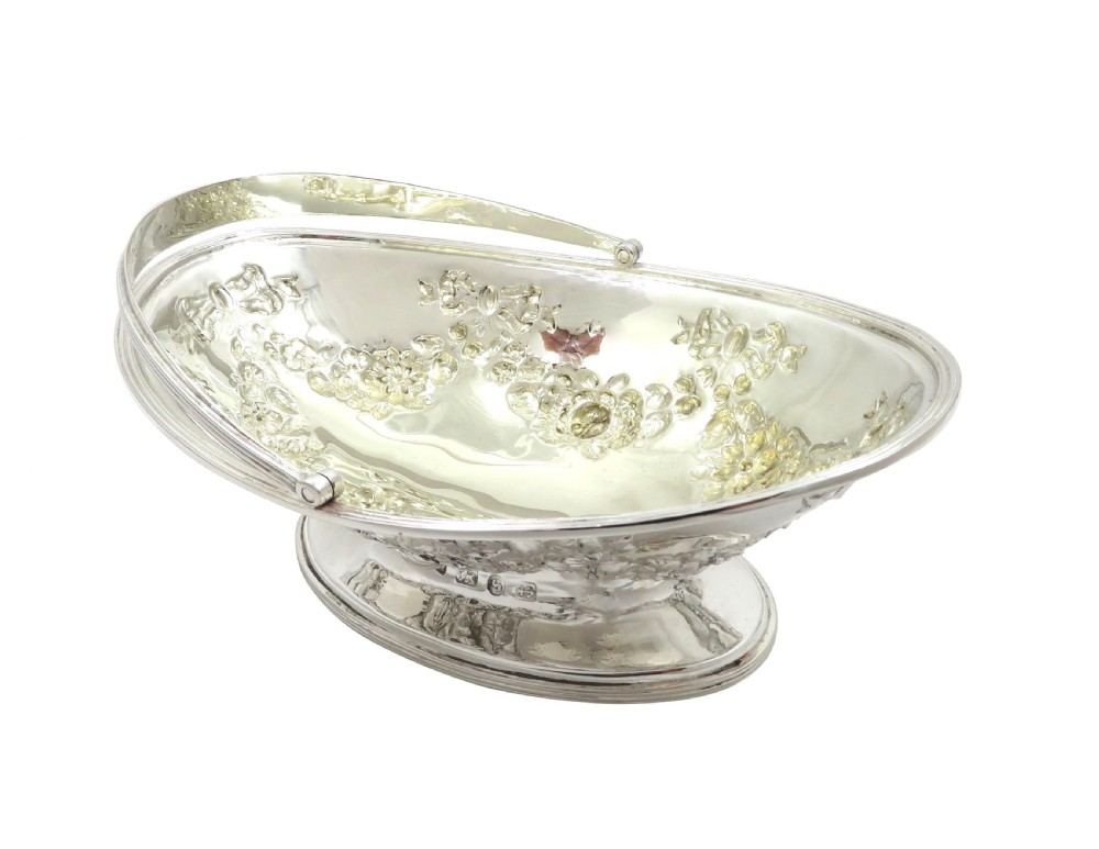 Antique Victorian Sterling Silver Basket 1892 View V