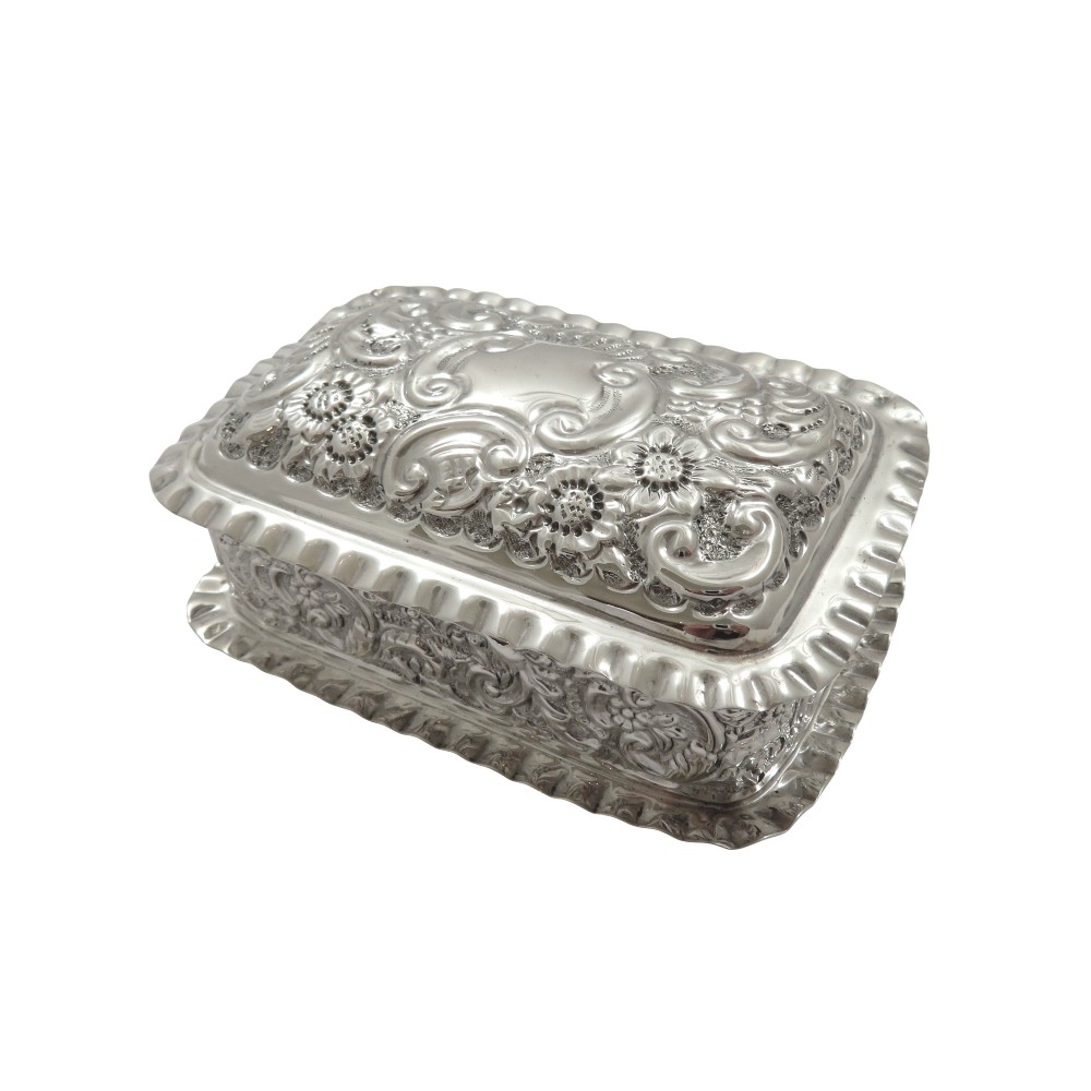 Antique Edwardian Sterling Silver Trinket Box 1903