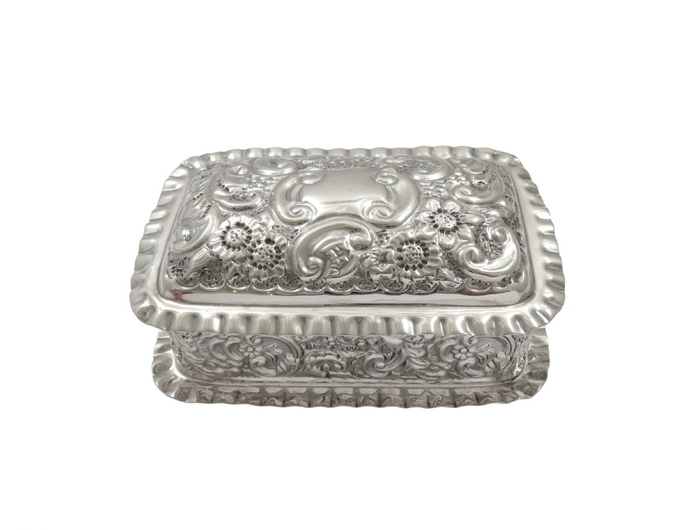 Antique Edwardian Sterling Silver Trinket Box 1903 View IX