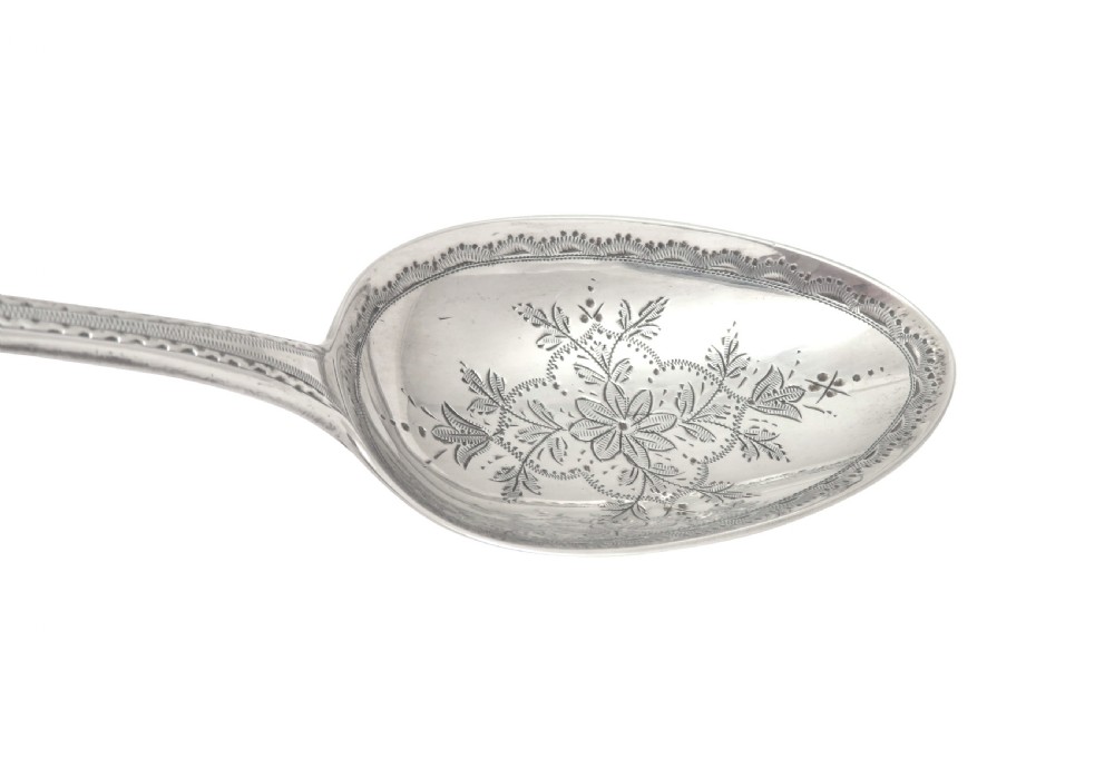 Pair of Antique Georgian Sterling Silver Serving Spoons in Case 1816 View XII