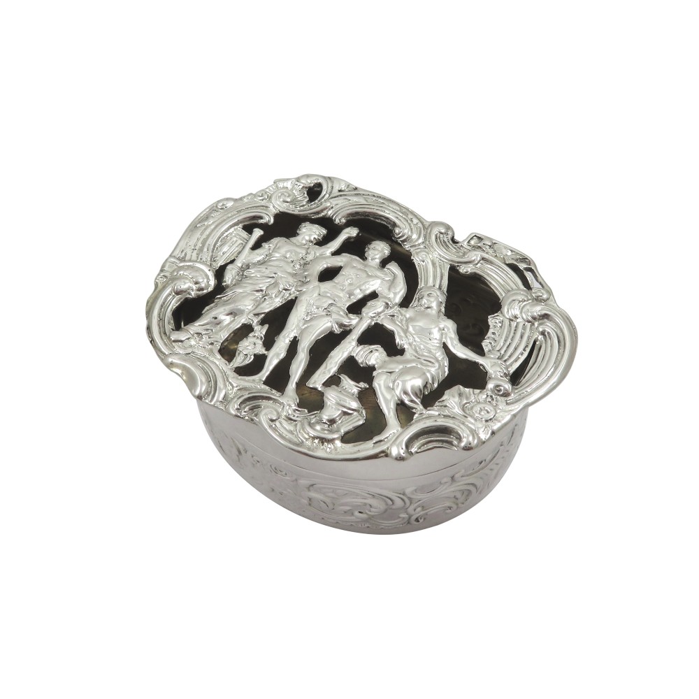 Antique Edwardian Sterling Silver Pierced Top Box 1905