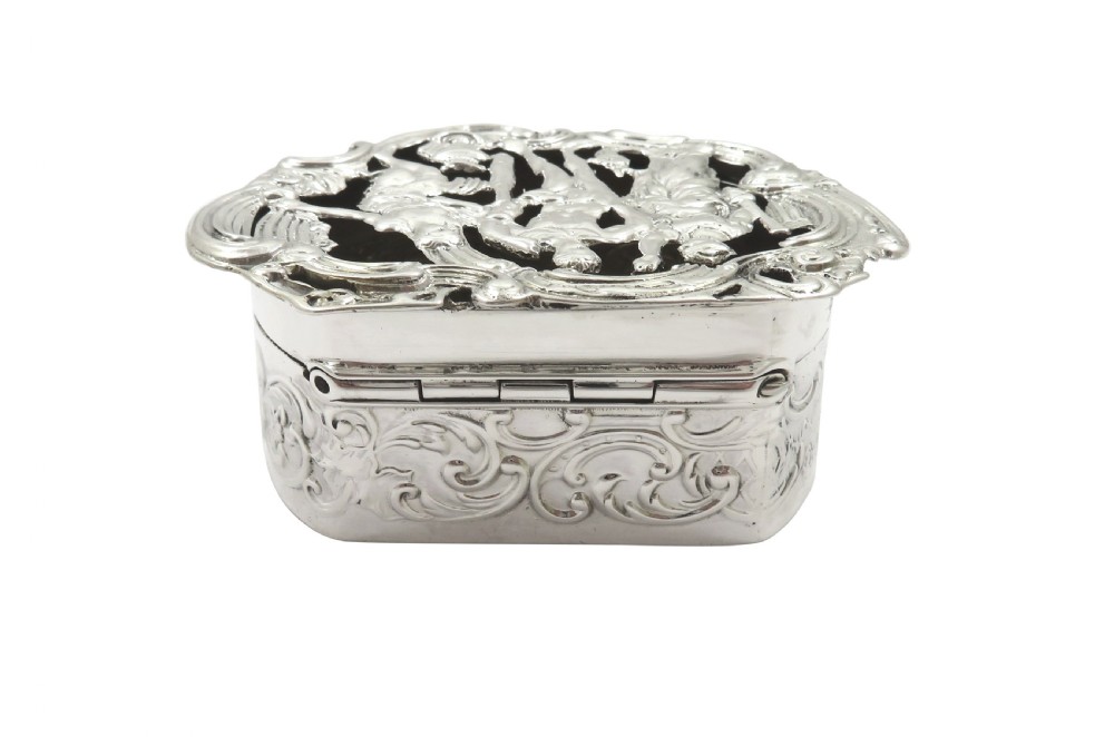 Antique Edwardian Sterling Silver Pierced Top Box 1905 View VI