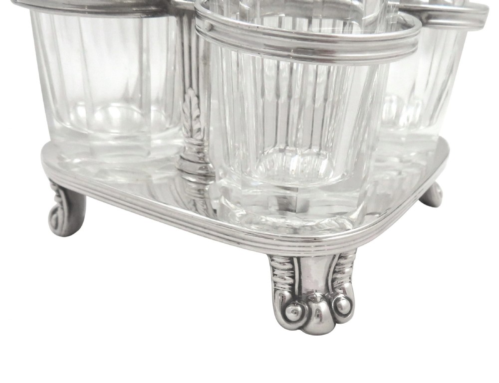 Antique Georgian Sterling Silver & Cut Glass Cruet Set 1812 View V