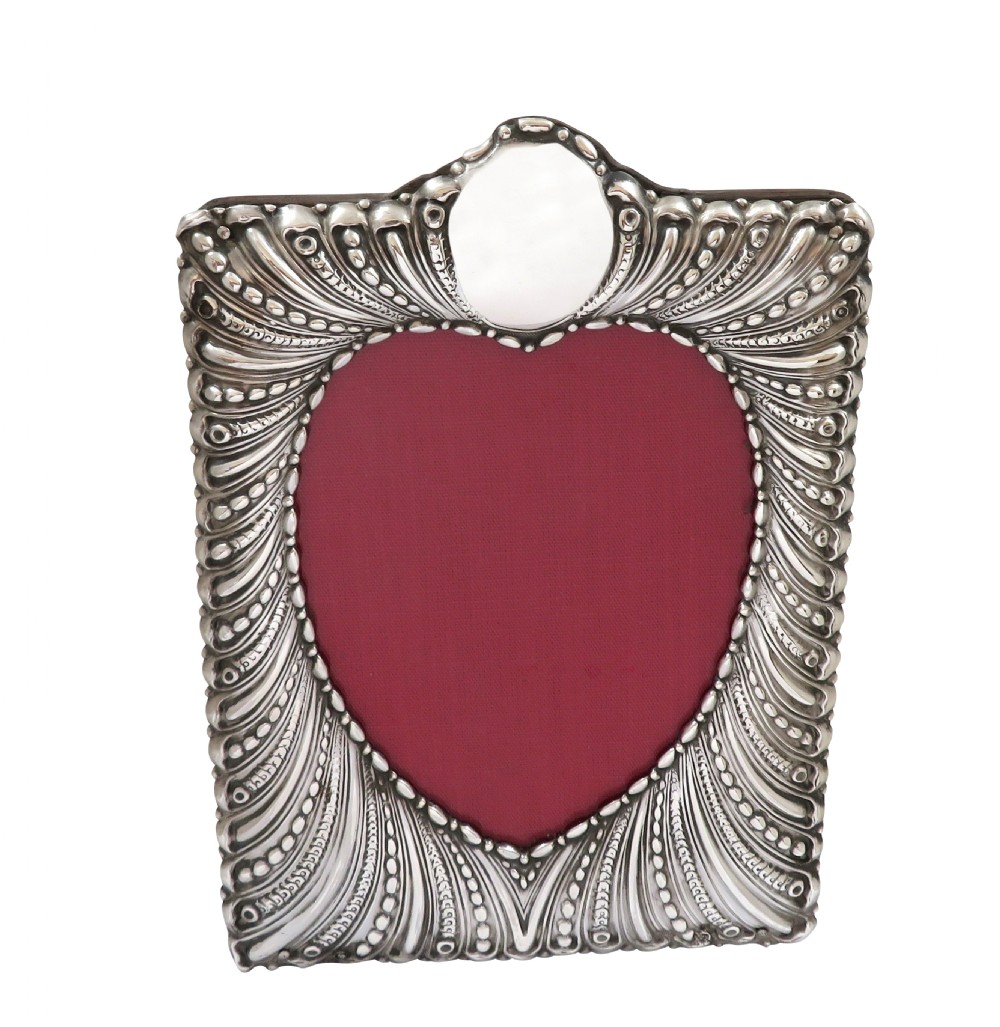 Antique Victorian Sterling Silver 'Heart' Photo Frame 1896 View V
